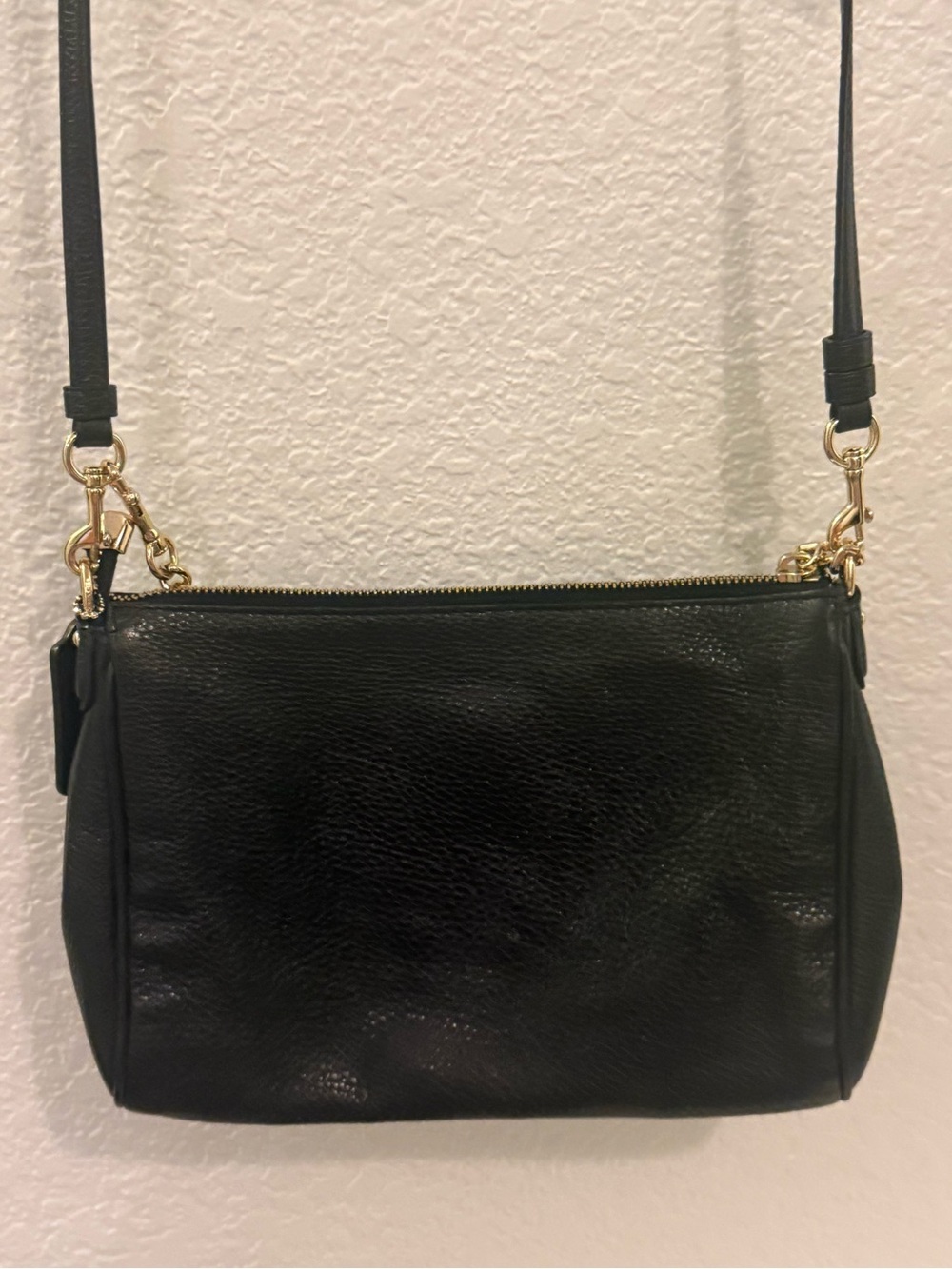 Vintage Coach Black Pebbled Leather Chain Crossbody Shoulder Bag Gold Hardware - Picture 8 of 8